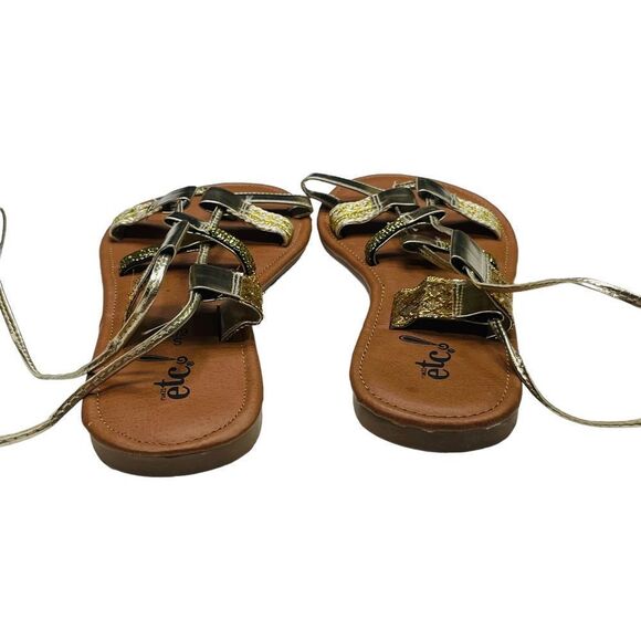 10/$25🦋 Rue 21 etc.! Gold Lace Up Flat Sandals - Size S (6/7) - Picture 7 of 11